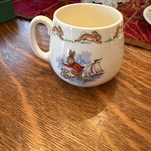 Royal Doulton White Mug with Rabbit and Sailboat Design